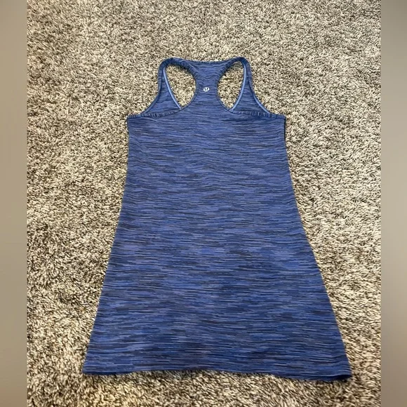 Lululemon Cool Racerback Tank Top Shirt Cadet Blue black gray Stripes, size 4 - Picture 6 of 9